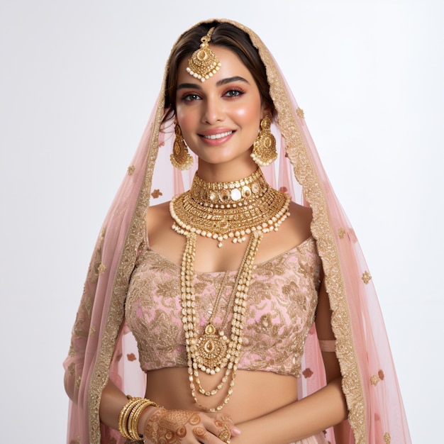 Beautiful and gorgeous bridal lehenga and jewelry