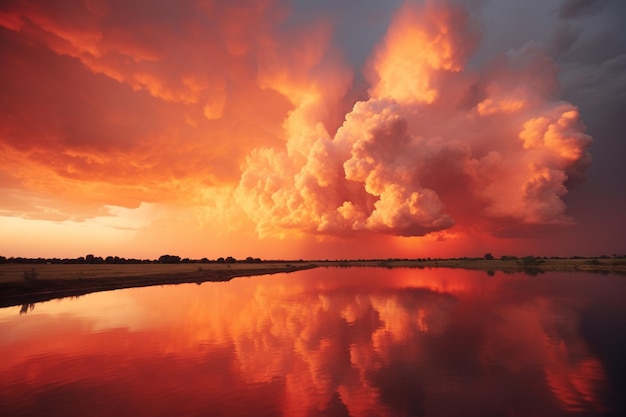 Beautiful graphy of clouds in the sky rich orange