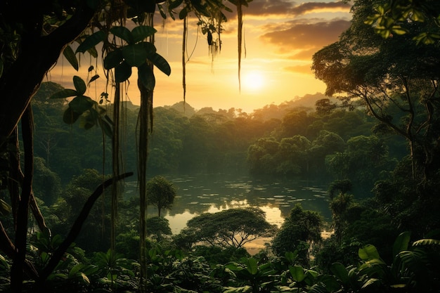 Photo beautiful green amazon forest landscape at sunse ar 32