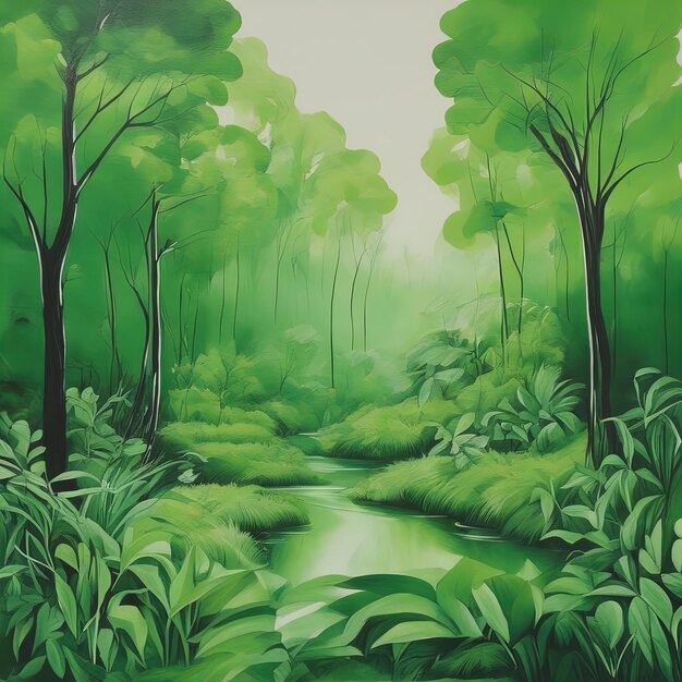 beautiful green forest background watercolor illustrationbeautiful green forest background waterco