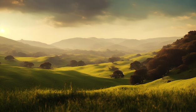 Beautiful green hills landscape background