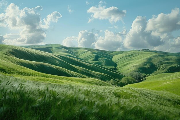 Photo beautiful green hills in tuscany italy in summer