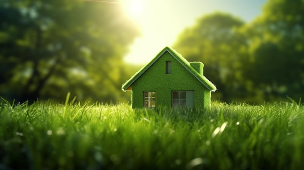 Beautiful green house in the meadow