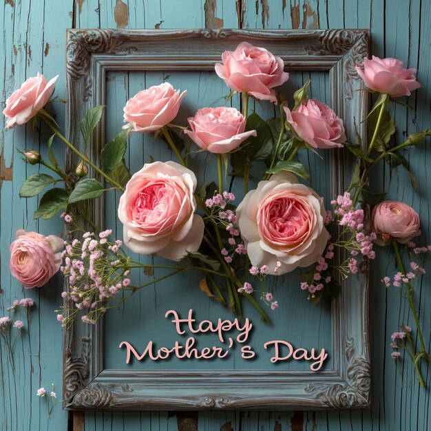 Beautiful greeting card Happy mothers day with flowers background