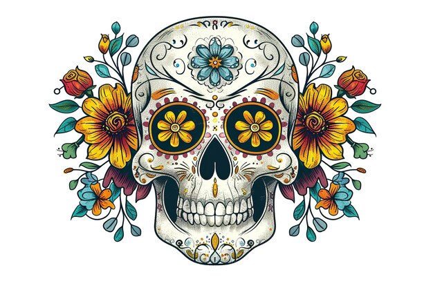 Beautiful greeting card with bright holiday composition for happy to joy celebrate dia de muertos