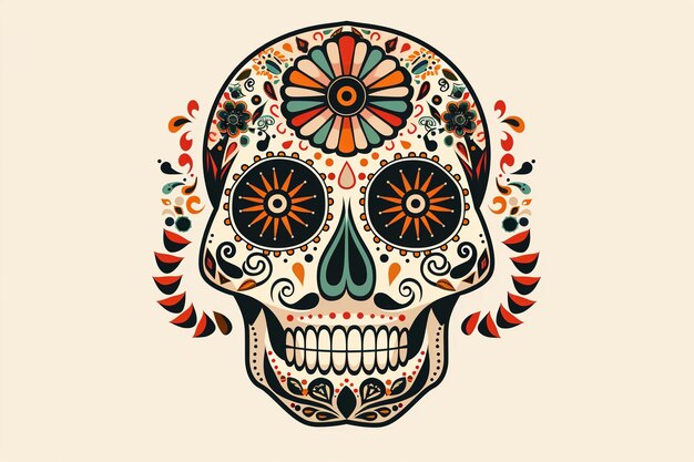 Beautiful greeting card with bright holiday composition for happy to joy celebrate dia de muertos