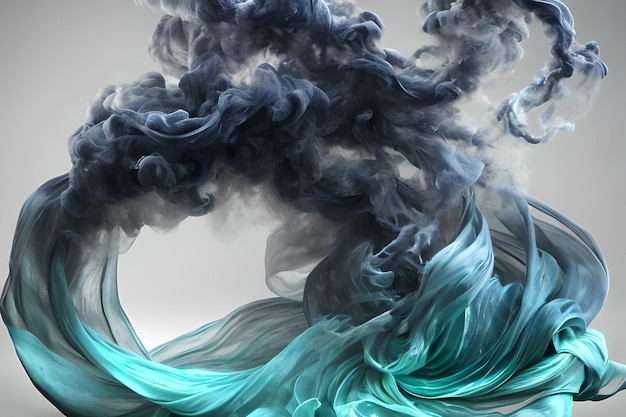 Beautiful grey and turquoise dual tone dense smoke art background