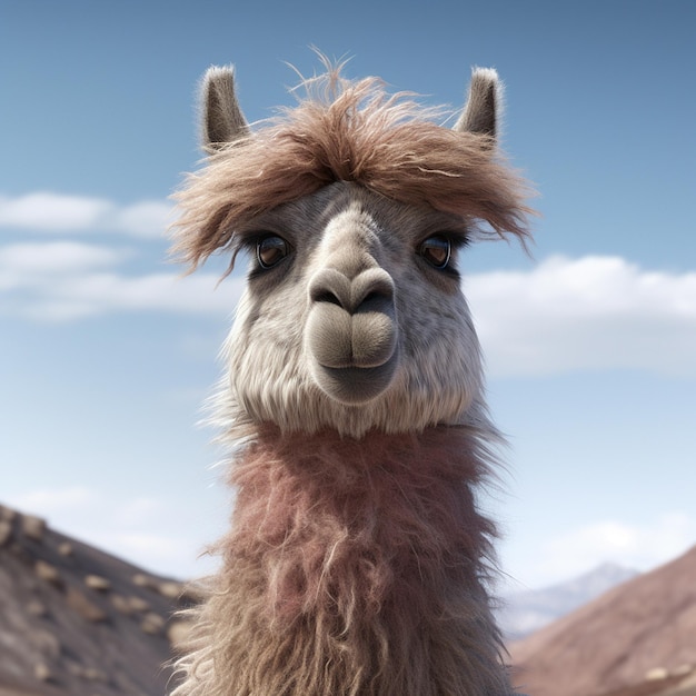 Beautiful grumpy sheep llama images Generative AI