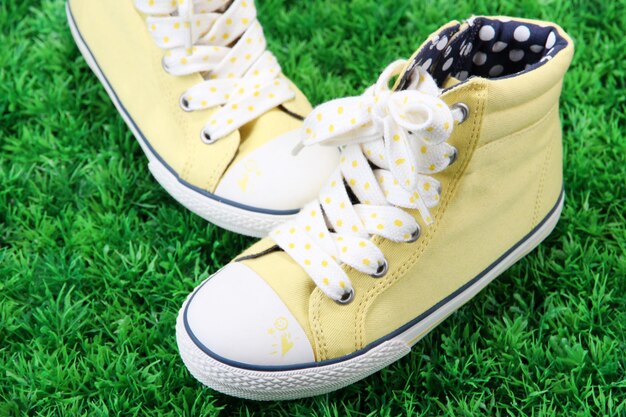 Beautiful gumshoes on green grass background