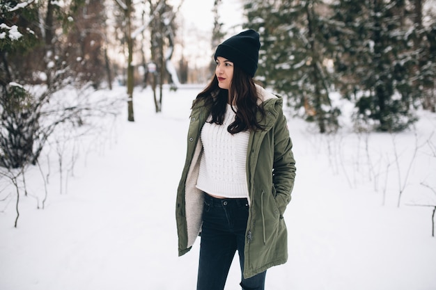 A beautiful and happy girl in winter.