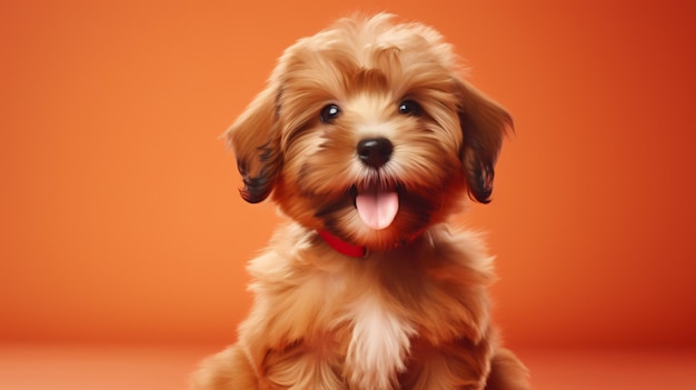 Beautiful happy reddish havanese puppy dog