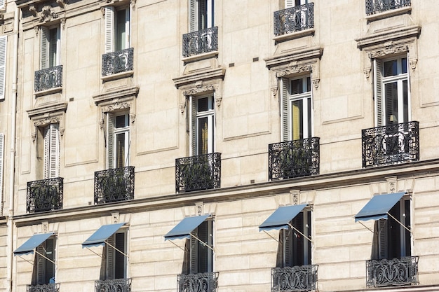 beautiful Haussmann buildings in paris at summer