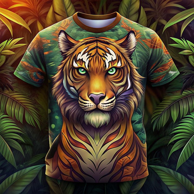 Beautiful Head a shirt with a tiger on it that has the word tiger on it Ai generated