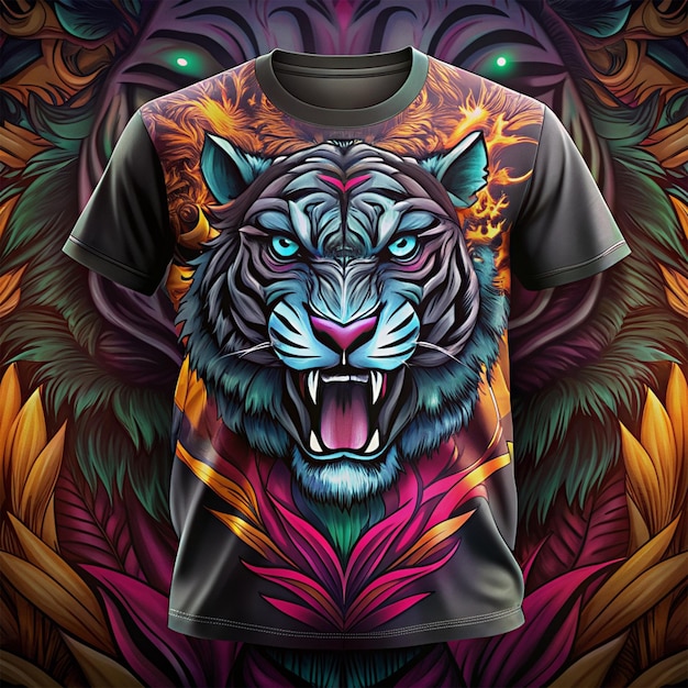 Beautiful Head a shirt with a tiger on it that has the word tiger on it Ai generated