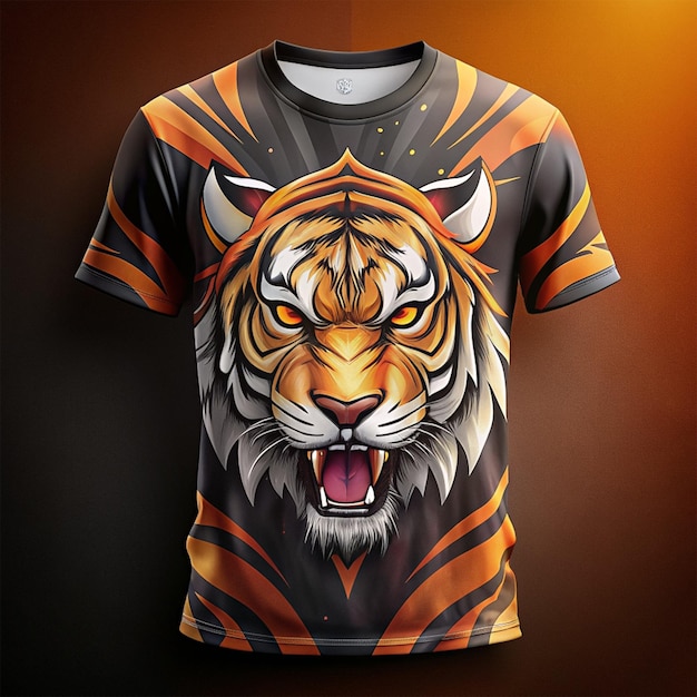 Beautiful Head a shirt with a tiger on it that has the word tiger on it ai generated