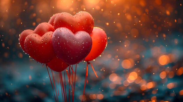 Beautiful heart blurry bokeh background love valentines