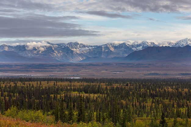 Beautiful high mountains in Alaska United States Amazing natural background