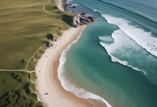 Photo beautiful highly saturated beach scenery high angle view