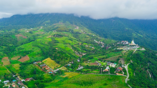 Beautiful hills village under the sea of clouds in Thailand.