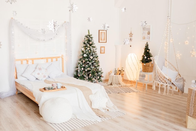 Beautiful holiday decorated room