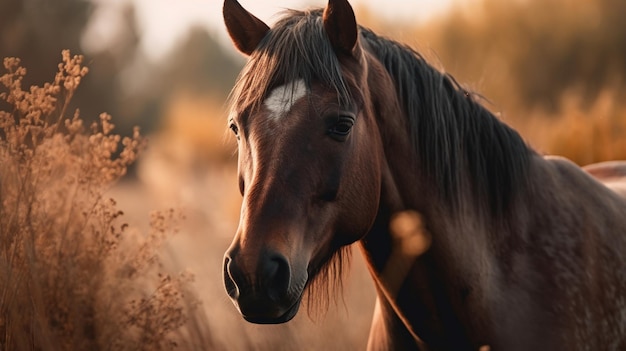 Beautiful horse at forest