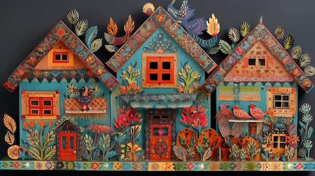 Beautiful House in Folk Art Style