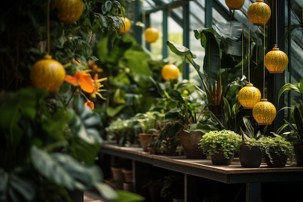 Beautiful Houseplants Garden Scene