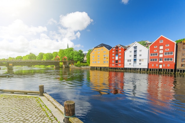 Beautiful houses in Trondheim, Norway