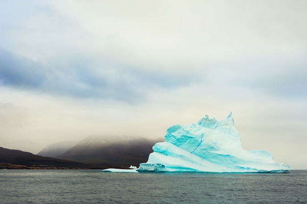 Beautiful iceberg in Atlantic ocean near the coast of Disco island, western Greenland