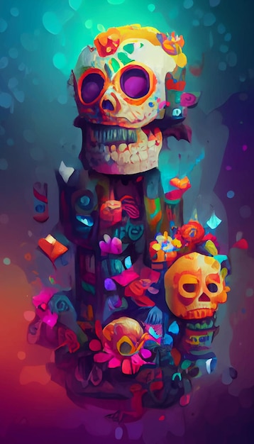 Beautiful illustration of the Day of the Dead typical altar of the day of the dead Remembrance Day