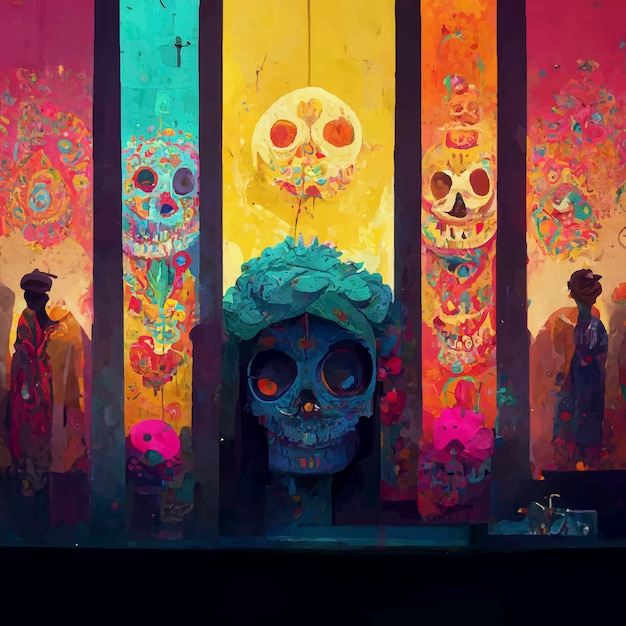 Beautiful illustration of the Day of the Dead