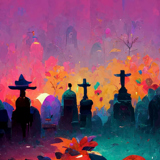 Beautiful illustration of the Day of the Dead