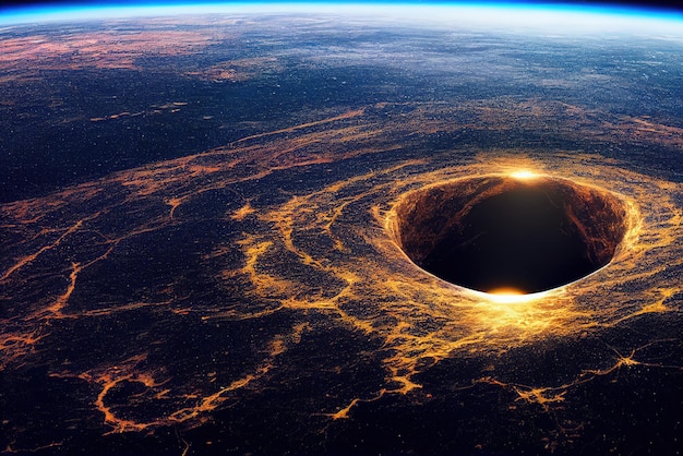 Beautiful Illustration of a giant hole on the surface of the earth