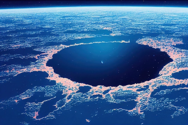 Beautiful Illustration of a giant hole on the surface of the earth