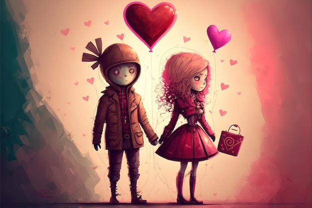 Beautiful Illustrations for Valentine's day for Valentine's Couple