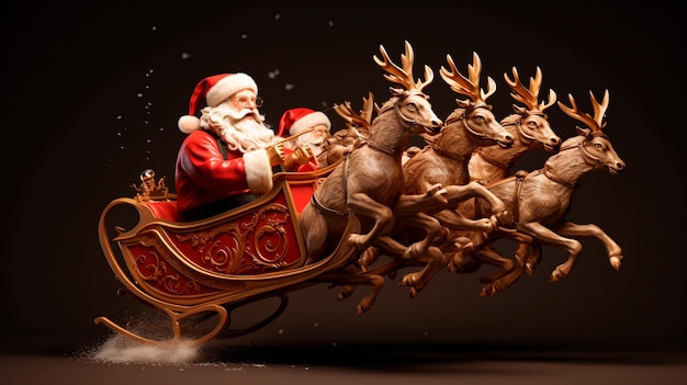 a beautiful image of santa claus in the sleigh