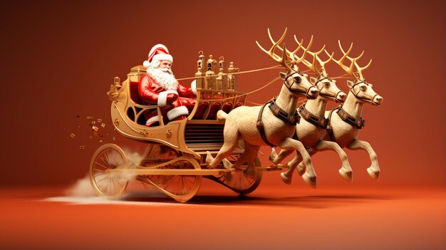 a beautiful image of santa claus in the sleigh