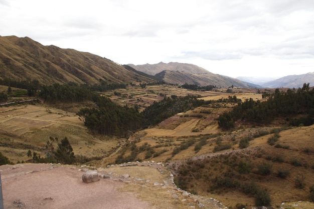 The beautiful Inca fountains of the Tambomachay ruins Peru