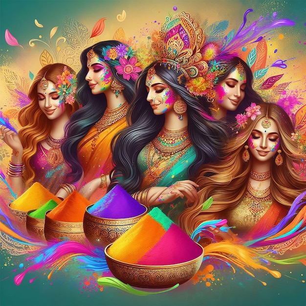 Beautiful Indian Festival Of Colours Happy Holi Concept Background