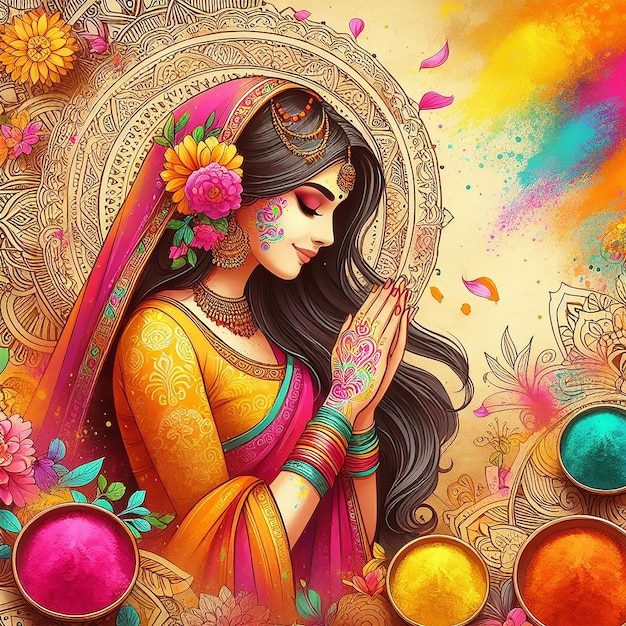 Beautiful Indian Festival Of Colours Happy Holi Concept Background