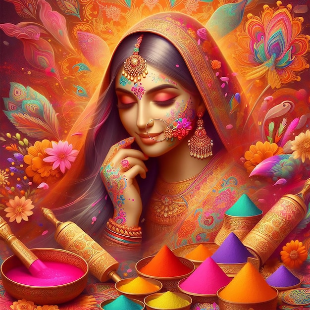 Beautiful Indian Festival Of Colours Happy Holi Concept Background