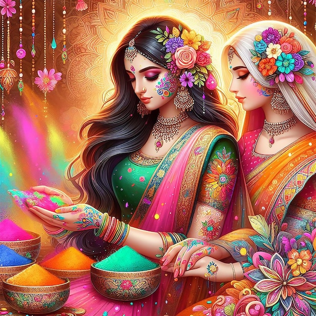 Beautiful Indian Festival Of Colours Happy Holi Concept Background