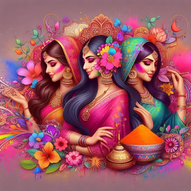 Beautiful Indian Festival Of Colours Happy Holi Concept Background