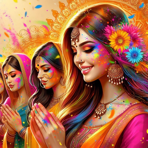 Beautiful Indian Festival Of Colours Happy Holi Concept Background