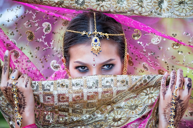 Beautiful indian girl with kundan jewelry.