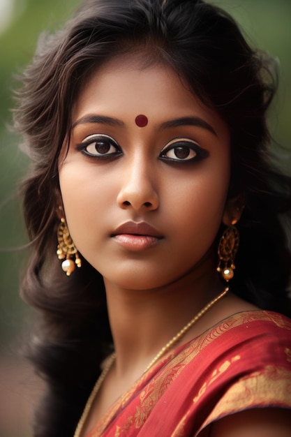 Beautiful indian woman close up generative AI