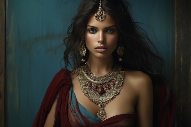 Beautiful indian woman in traditional dress and jewelery's