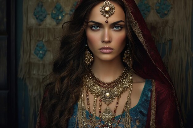 Beautiful indian woman in traditional dress and jewelery's