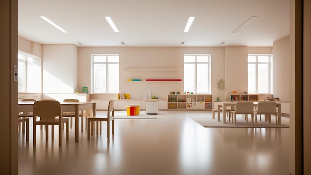 Beautiful interior design of an empty kindergarten