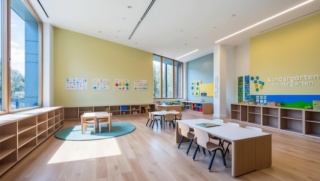 Beautiful interior design of an empty kindergarten